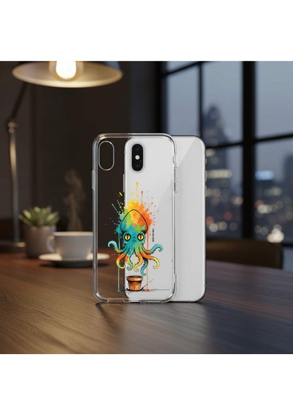 Samsung Galaxy A32 ile Uyumlu Splash Ahtapot Tasarımlı Slimfit Şeffaf Silikon Kılıf fiyatları