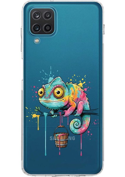 Samsung Galaxy A12 ile Uyumlu Splash Bukalemun Tasarımlı Şeffaf Silikon Kılıf