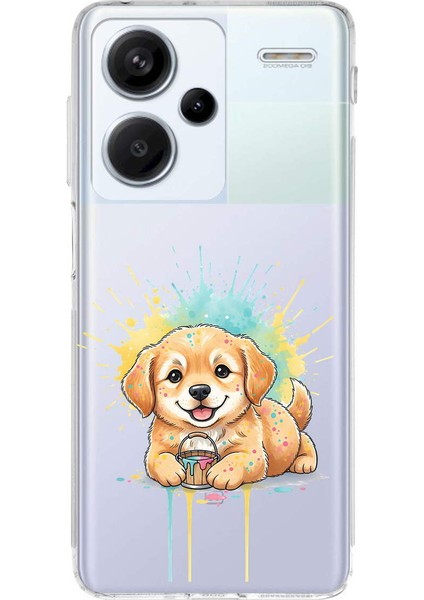 Redmi Note 13 Pro Plus ile Uyumlu Splash Köpek Tasarımlı Şeffaf Silikon Kılıf