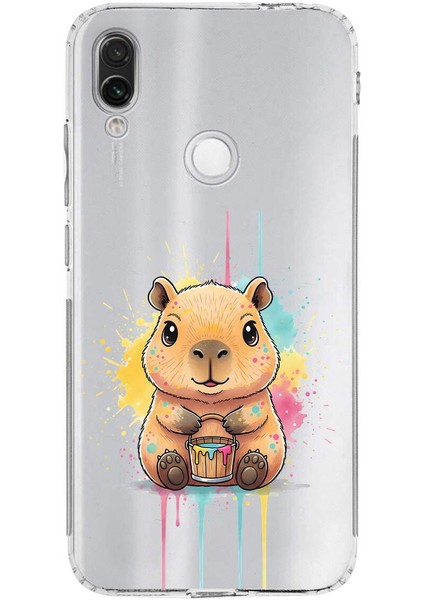 Redmi Note 7 ile Uyumlu Splash Kapibara Tasarımlı Şeffaf Silikon Kılıf