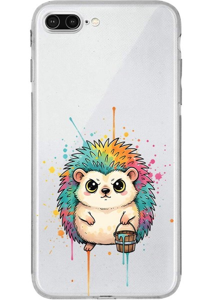 iPhone 7 Plus ile Uyumlu Splash Kirpi Tasarımlı Şeffaf Silikon Kılıf