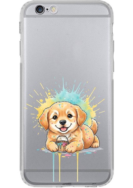 iPhone 6 Plus ile Uyumlu Splash Köpek Tasarımlı Şeffaf Silikon Kılıf