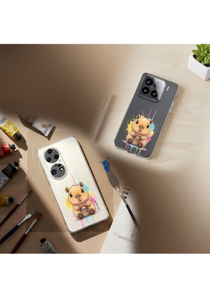 Samsung Galaxy A30S ile Uyumlu Splash Kapibara Tasarımlı Şeffaf Silikon Kılıf