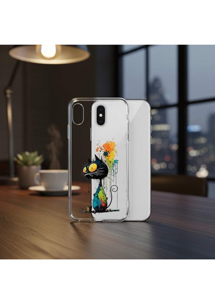 Samsung Galaxy A50S ile Uyumlu Splash Kedi Tasarımlı Şeffaf Silikon Kılıf fiyatları