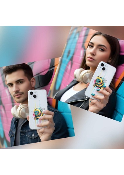 Realme 8 ile Uyumlu Splash Arı Tasarımlı Slimfit Şeffaf Silikon Kılıf