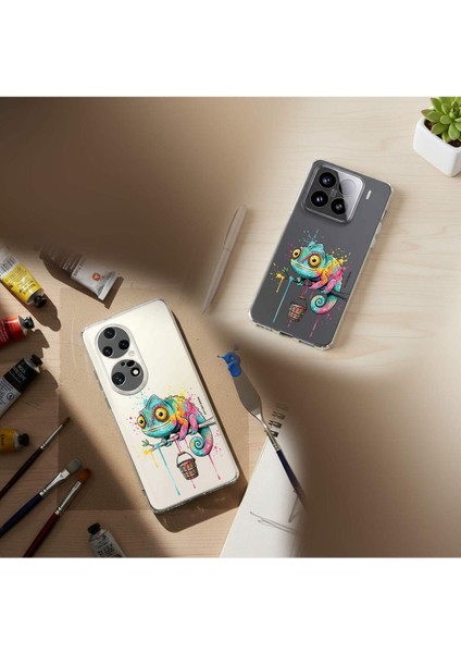 iPhone 12 Mini ile Uyumlu Splash Bukalemun Tasarımlı Şeffaf Silikon Kılıf