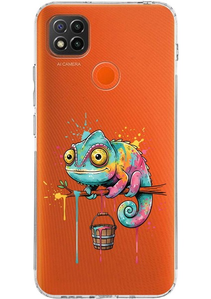 Redmi 10A ile Uyumlu Splash Bukalemun Tasarımlı Şeffaf Silikon Kılıf