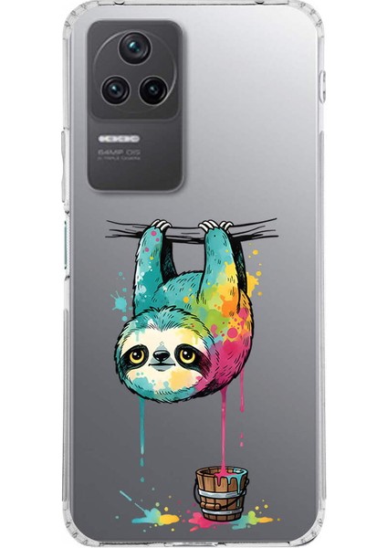 Poco F4 ile Uyumlu Splash Tembel Hayvan Tasarımlı Şeffaf Silikon Kılıf