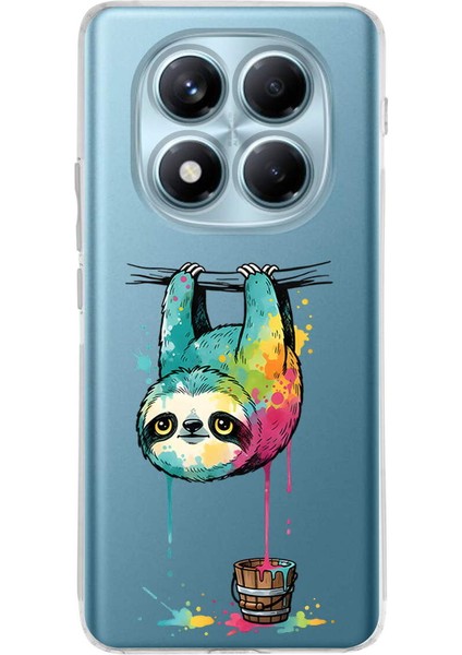 Redmi Note 14 Pro 4g ile Uyumlu Splash Tembel Hayvan Tasarımlı Şeffaf Silikon Kılıf