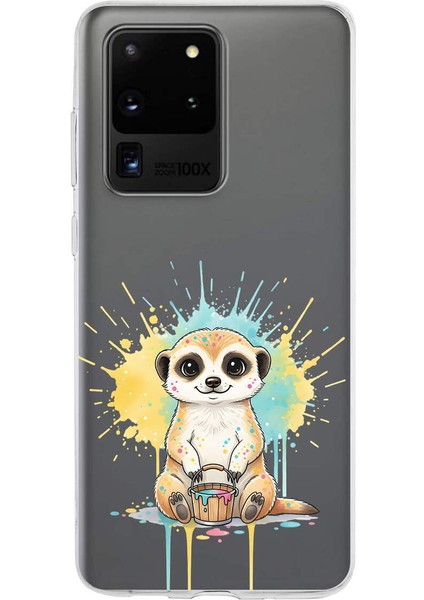 Samsung Galaxy S20 Ultra ile Uyumlu Splash Mirket Tasarımlı Slimfit Şeffaf Silikon Kılıf