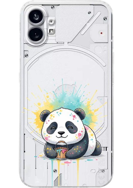 Nothing Phone 1 ile Uyumlu Splash Panda Tasarımlı Şeffaf Silikon Kılıf