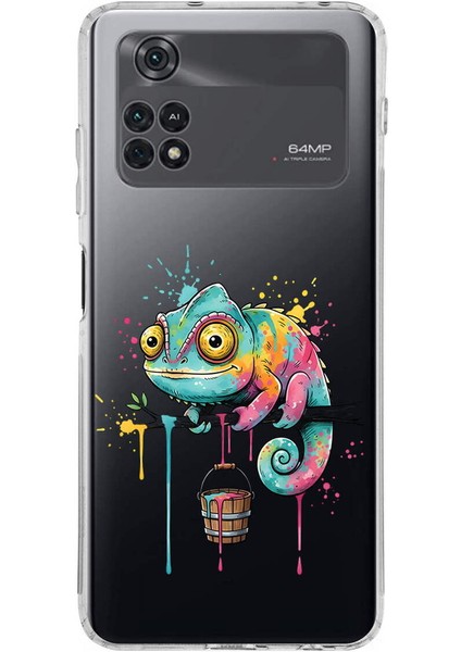 Poco M4 Pro ile Uyumlu Splash Bukalemun Tasarımlı Şeffaf Silikon Kılıf