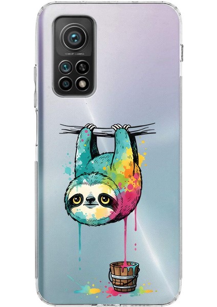 Xiaomi Mi 10 T Pro ile Uyumlu Splash Tembel Hayvan Tasarımlı Şeffaf Silikon Kılıf
