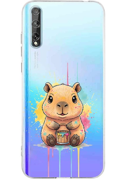 Huawei P Smart S ile Uyumlu Splash Kapibara Tasarımlı Şeffaf Silikon Kılıf