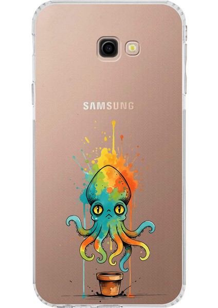 Samsung Galaxy J4+ Plus ile Uyumlu Splash Ahtapot Tasarımlı Şeffaf Silikon Kılıf