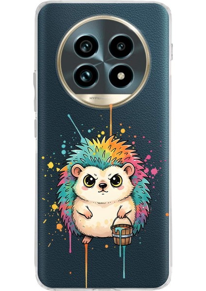 Realme 13 Pro Plus ile Uyumlu Splash Kirpi Tasarımlı Şeffaf Silikon Kılıf