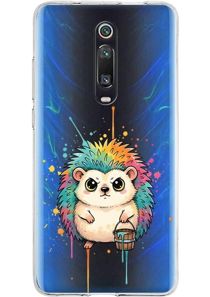 Redmi K20 ile Uyumlu Splash Kirpi Tasarımlı Slimfit Şeffaf Silikon Kılıf