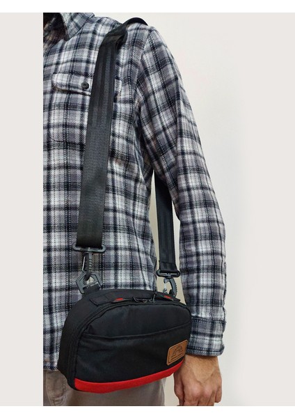 Black Joy Bel ve Omuz Çantalı - Kırmızı Astarlı