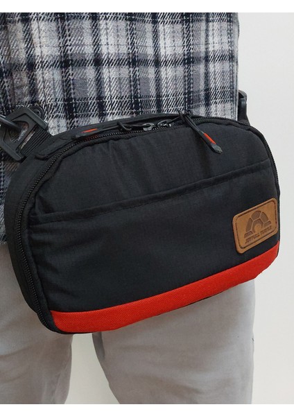 Black Joy Bel ve Omuz Çantalı - Kırmızı Astarlı