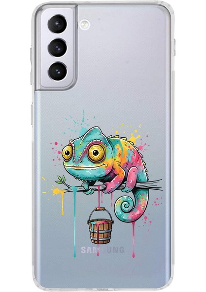 Samsung Galaxy S21 Plus ile Uyumlu Splash Bukalemun Tasarımlı Şeffaf Silikon Kılıf