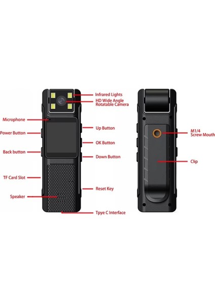 Mini Vücud Kamera 1080P Wifi Dijital Gece Görüş 180 Derece Rotasyon Cep Kamera