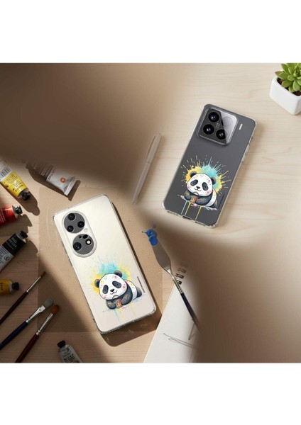 Samsung Galaxy A50S ile Uyumlu Splash Panda Tasarımlı Slimfit Şeffaf Silikon Kılıf