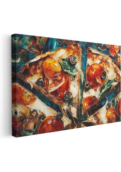 Yatay Kanvas Tablo Pizza Dilimleri Modern Duvar Tablosu Kanvas Salon Ofis Tablosu