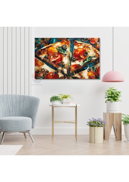 Yatay Kanvas Tablo Pizza Dilimleri Modern Duvar Tablosu Kanvas Salon Ofis Tablosu modelleri