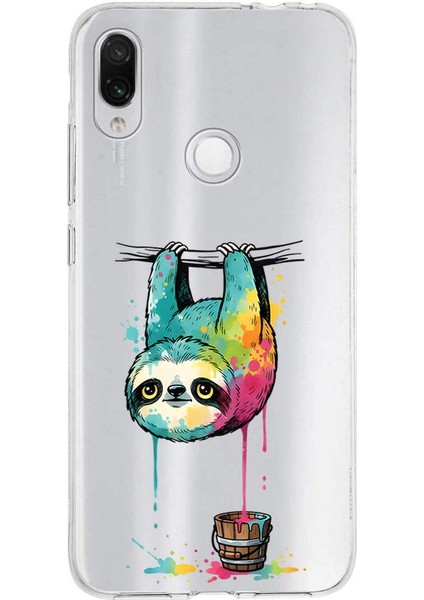Redmi Note 7 ile Uyumlu Splash Tembel Hayvan Tasarımlı Slimfit Şeffaf Silikon Kılıf