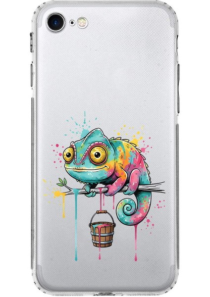 iPhone Se 2020 ile Uyumlu Splash Bukalemun Tasarımlı Şeffaf Silikon Kılıf