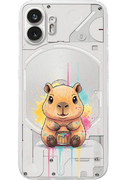 Nothing Phone 2 ile Uyumlu Splash Kapibara Tasarımlı Şeffaf Silikon Kılıf