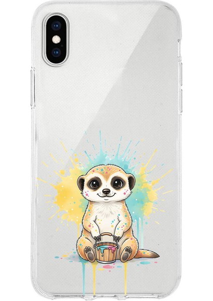 iPhone Xs ile Uyumlu Splash Mirket Tasarımlı Slimfit Şeffaf Silikon Kılıf