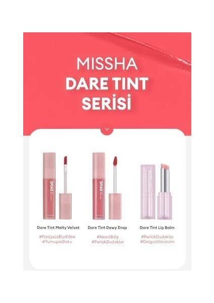 Uzun Süre Kalıcı, Bulaşma Yapmayan, Kadifemsi Bitiş Sunan Tint Dare Tint Melty Velvet (Rosy Cloud) fiyatları