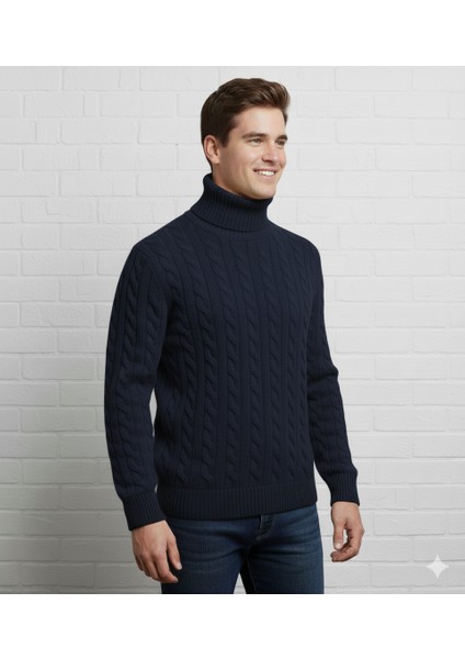 Erkek-Bogazlı-Saç Örgülü-Balıkçı Yaka-Kazak