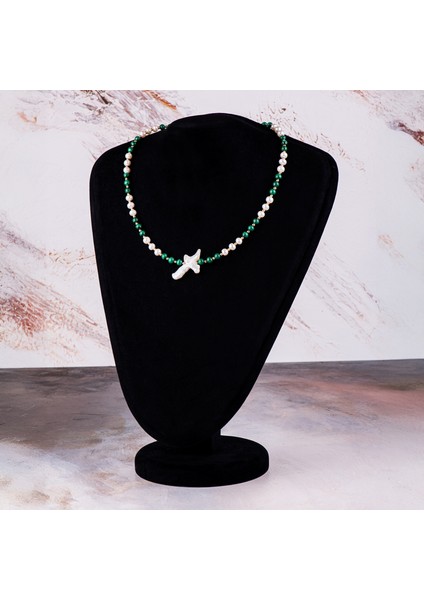 Malakit ve İnci Doğal Taş Kadın Kolye – Zarafet, Koruma ve Pozitif Enerji Takısı ‎ modelleri