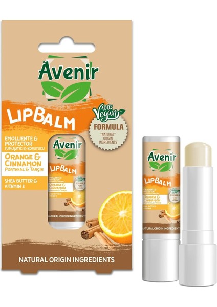 Avenir Portakal & Tarçın Vegan Dudak Bakım Kremi - Kuruyan ve Çatlayan Dudaklar Için Yumuşatıcı ve Koruyucu Etkili