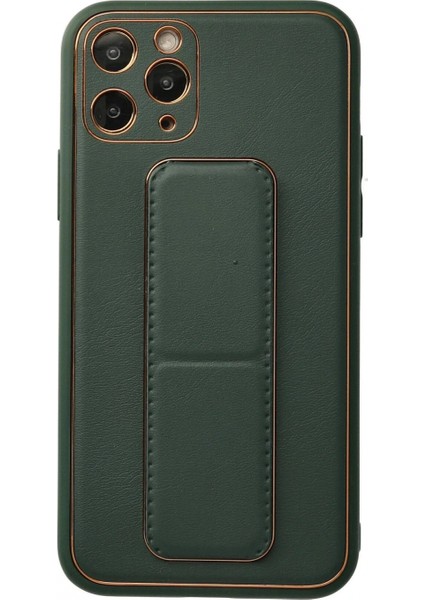 Ieg iPhone 11 Pro Kılıf Coco Deri Standlı Kapak - Yeşil