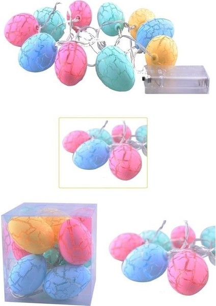 Buffer® 10LU Renkli Yumurta Şeklinde Dekoratif Dolama LED Aydınlatma