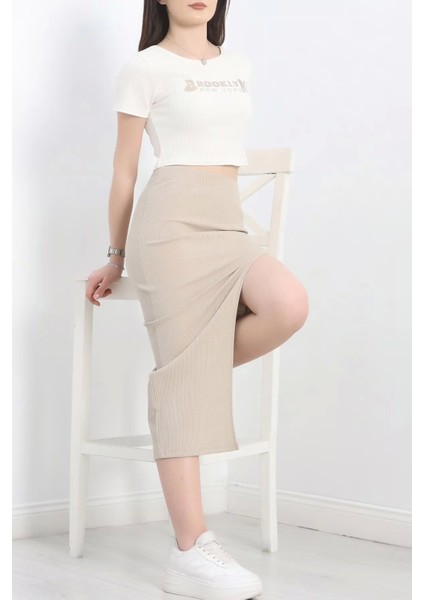 Nakışlı Etekli Takım Bej Beyaz fırsatları