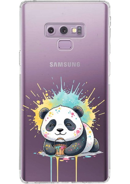 Samsung Galaxy Note 9 ile Uyumlu Splash Panda Tasarımlı Şeffaf Silikon Kılıf