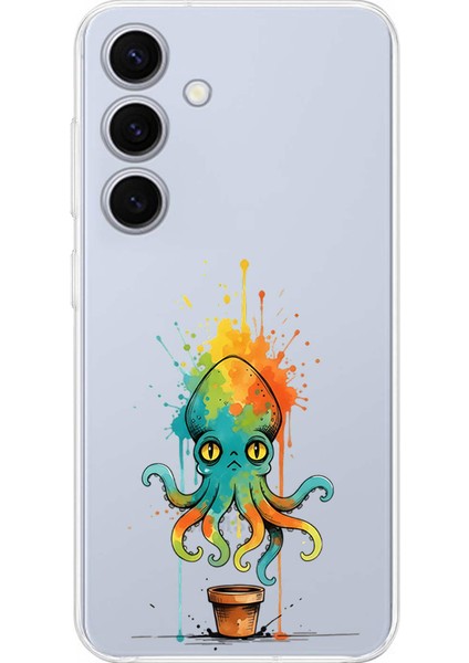Samsung Galaxy S24 ile Uyumlu Splash Ahtapot Tasarımlı Şeffaf Silikon Kılıf