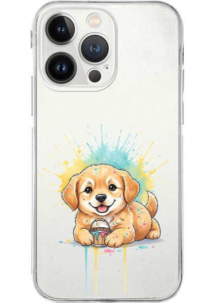 iPhone 13 Pro ile Uyumlu Splash Köpek Tasarımlı Şeffaf Silikon Kılıf