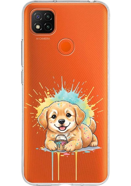Redmi 10A ile Uyumlu Splash Köpek Tasarımlı Slimfit Şeffaf Silikon Kılıf