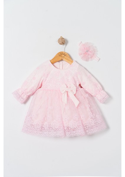 Kız Bebek Mevlütlük Elbise Dantelli Bandanalı