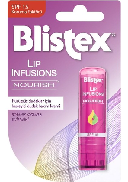 Blistex Lip Infusions Hydration Uzun Süreli Nemlendirici Dudak Bakım Kremi + Blistex Lip Infusions Nourish Spf 15 Güneş Koruyucu Besleyici Dudak Bakım Kremi fiyatları