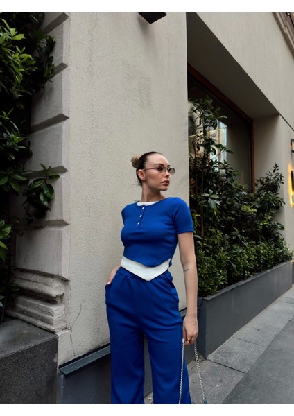 Düğme Yakalı Saks Alt Üst Takım indirimleri