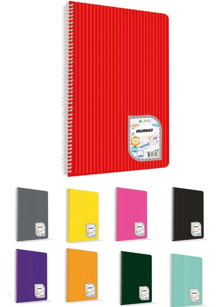 Çınar Colormaxi Spiralli Defter (12 Adet Fiyatıdır)Plastik Kapak A4 40 Yp Kareli 40/4