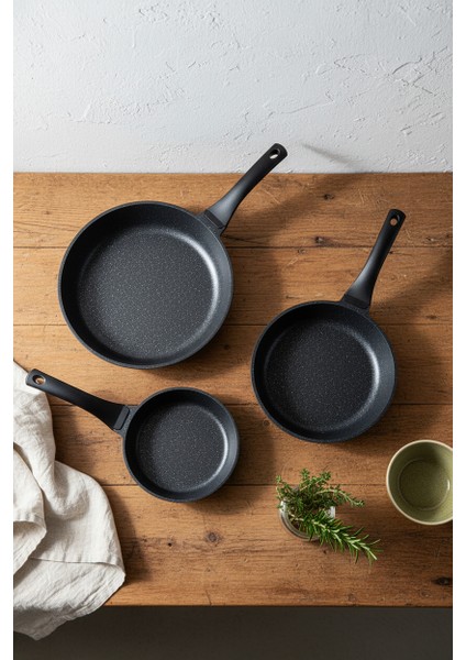 Olimpos 3'lü Tava Seti Siyah ( 20 24 28 Cm)