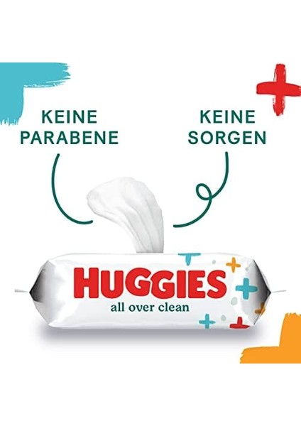 Huggies All Over Clean Bebek Islak Mendil 56 Adet - 10'lu Paket (10 x 56 Paket, Toplam 560 Mendil) (Yüz, El ve Fundulet Için Güvenli)