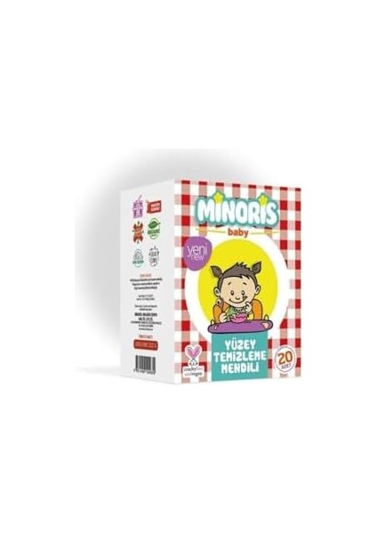 Minoris Organik Yüzey Temizleme Mendili Tek Paketli 20 Adet 8682397051012